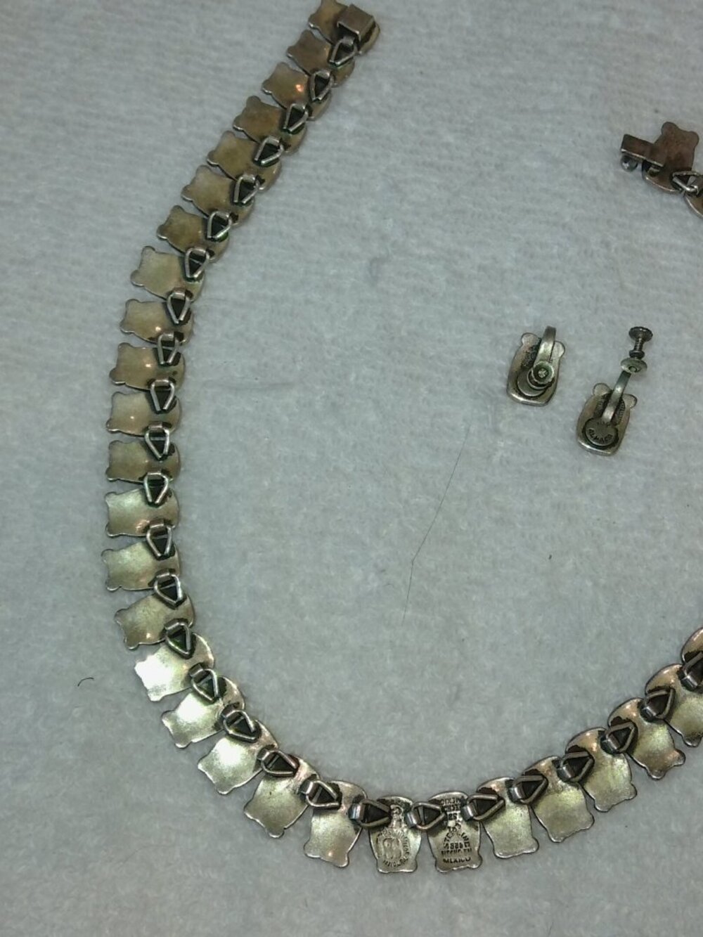 Los Ballesteros Taxco Mexico Sterling Silver Tribal Motif Necklace & Earings - Picture 4 of 4